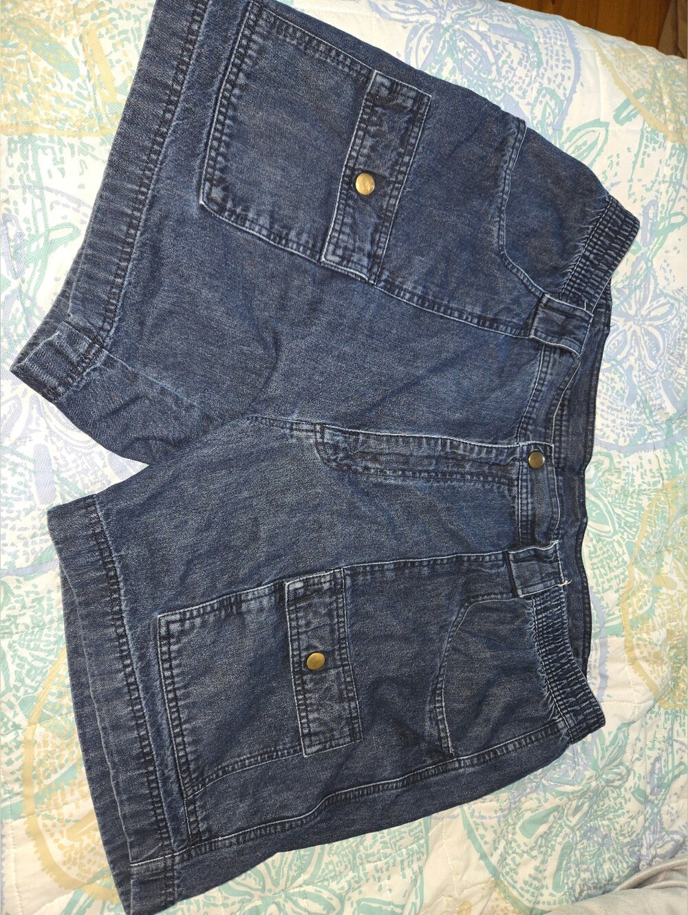 Mens Roundtree & Yorke Dark Wash Denim Utility Shorts, 44w